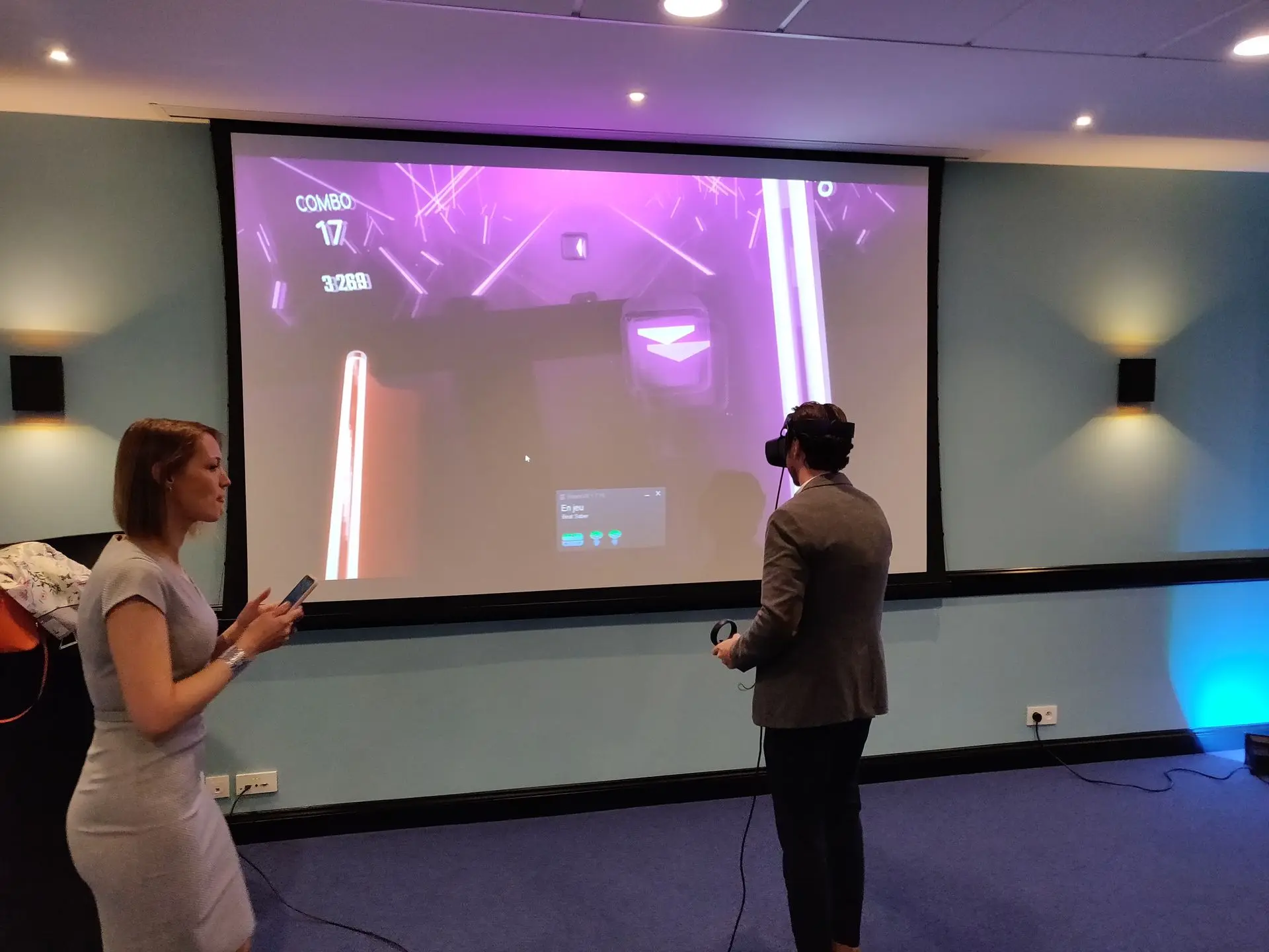 Session VR interactive Beat Saber sur stand eventmentiel
