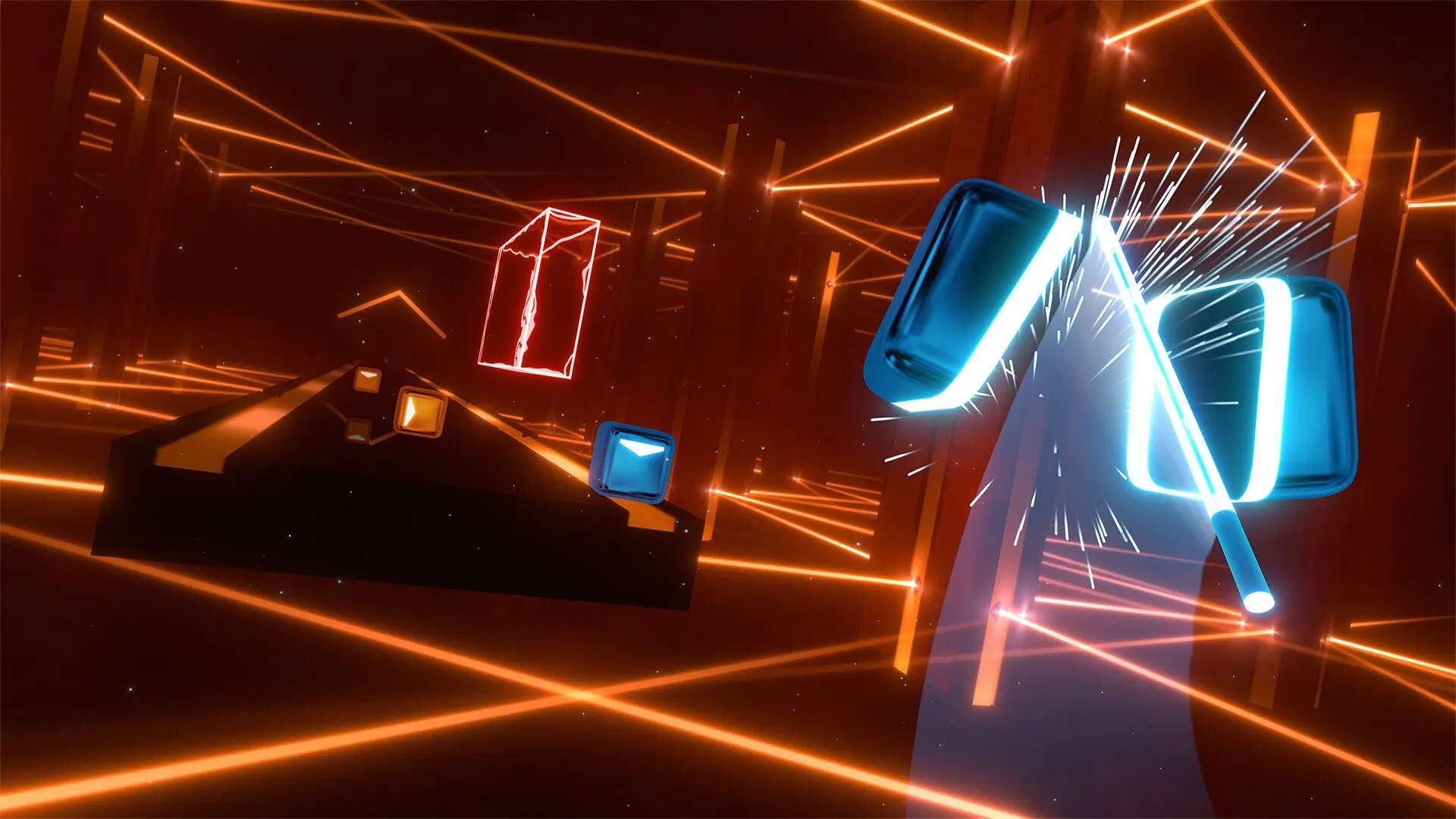 cube tranché dans jeu beat saber