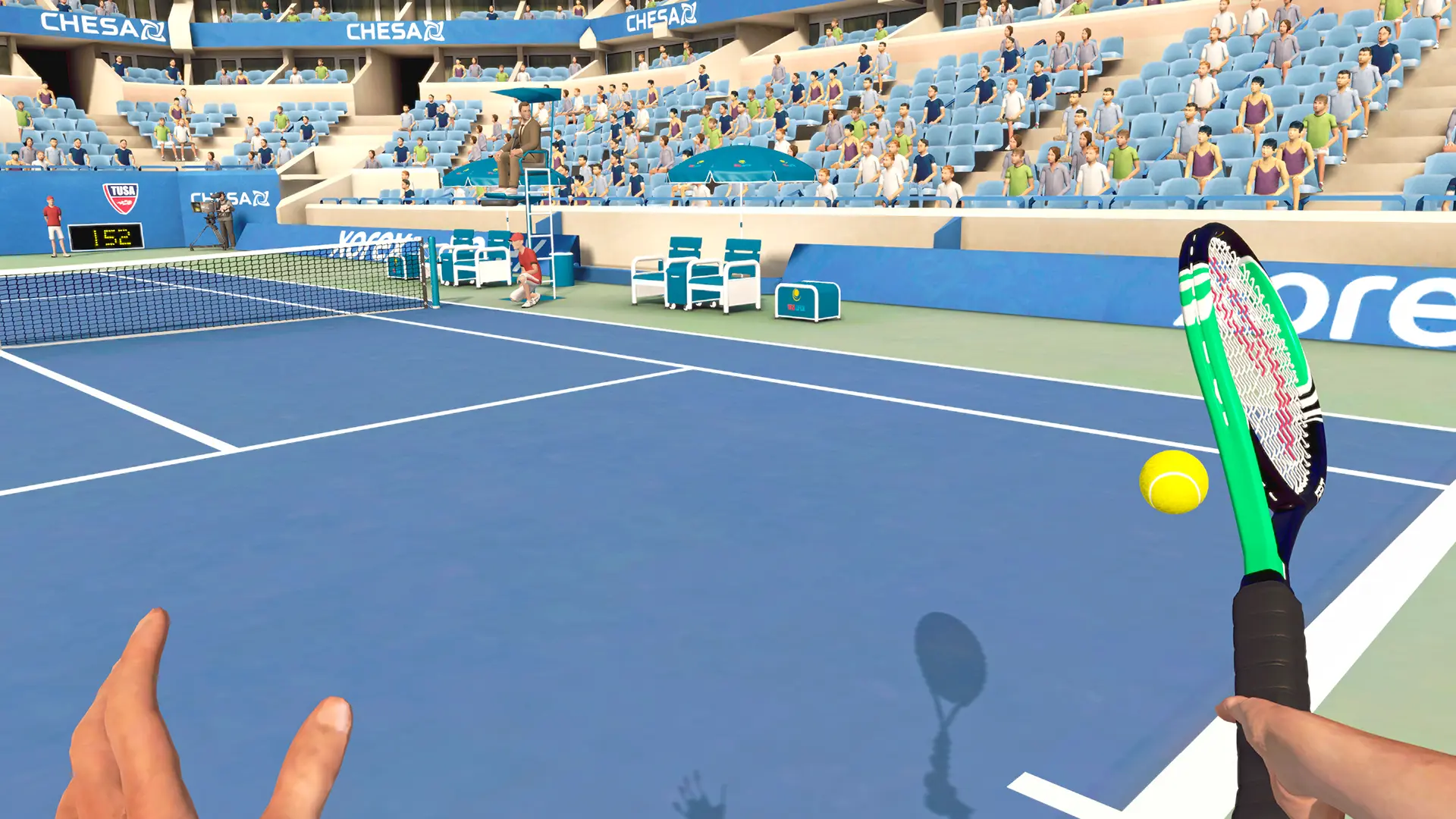 Animation sportive en réalité virtuelle avec jeu de raquette interactif