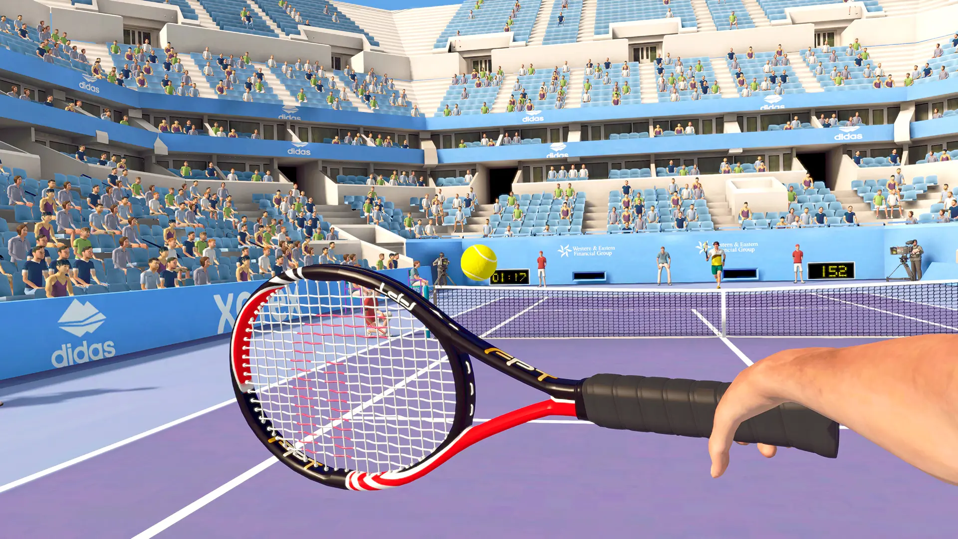 Match de tennis en réalité virtuelle dans First Person Tennis Simulator